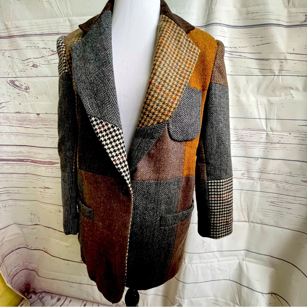 International scene patchwork tweed blazer size 5/6 wool